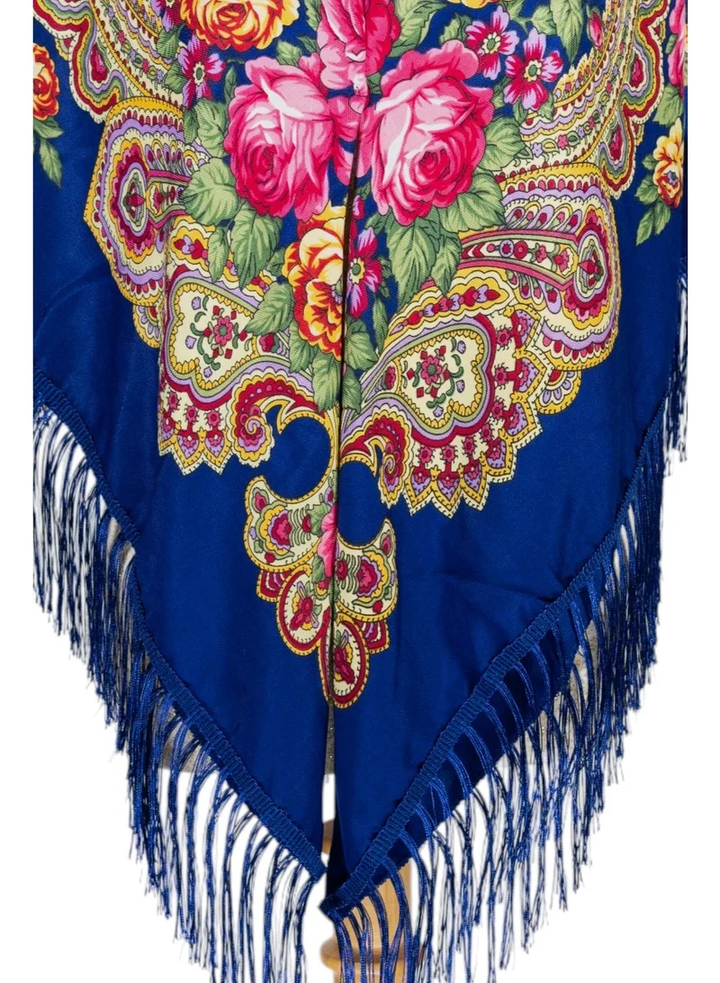 Bidani Pavlovo Posad Style Shawl – Sapphire Bloom